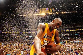 Kobe Bryant celebrating