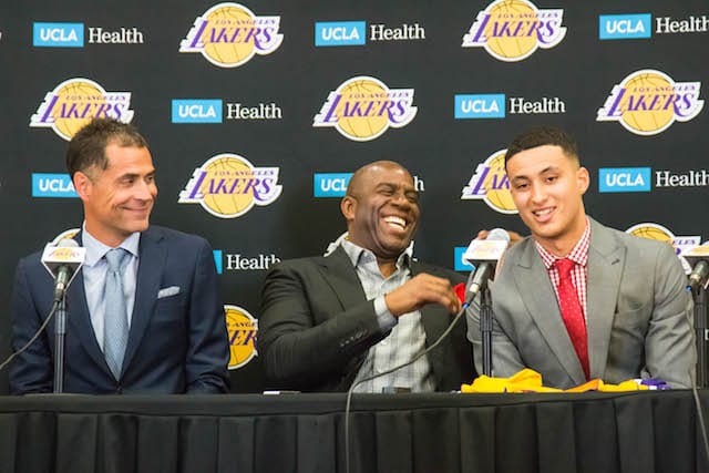 Magic-johnson-kyle-kuzma-rob-pelinka