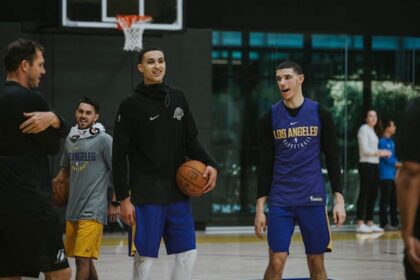 Lonzo Ball, Kyle Kuzma, Lakers practice