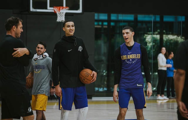 Lonzo Ball, Kyle Kuzma, Lakers practice