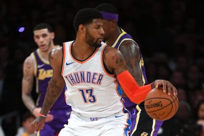 Lonzo Ball, Kentavious Caldwell-Pope, Paul George, Lakers