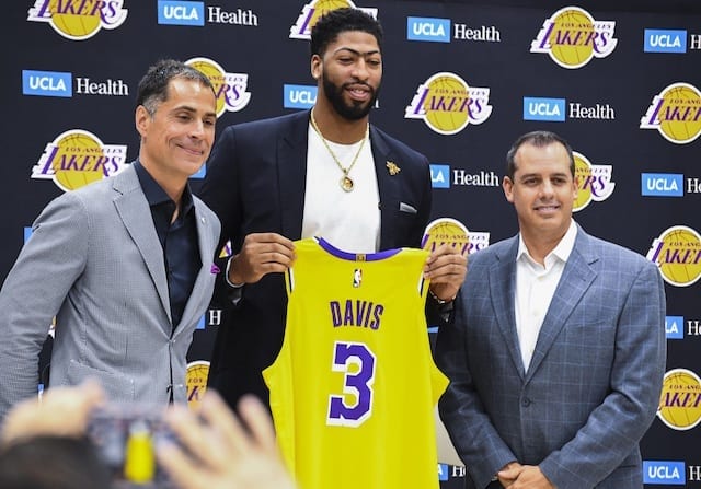 Anthony Davis, Frank Vogel, Rob Pelinka, Lakers