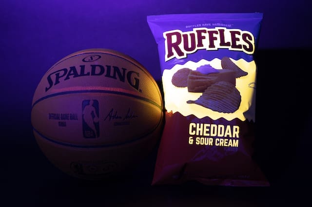 Limited edition glow in the dark bag of Cheddar & Sour Cream Ruffles designed specifically for Los Angeles Lakers All-Star Anthony Davis