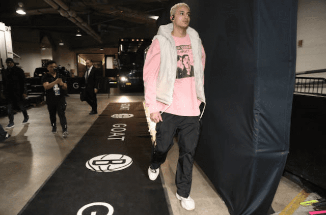 Los Angeles Lakers forward Kyle Kuzma arrives at Barclays Center