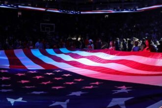 American flag, national anthem