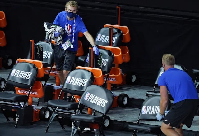 Cleaning bench, 2020 NBA Playoffs