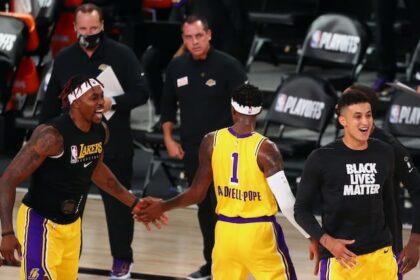 Kentavious Caldwell-Pope, Dwight Howard, Kyle Kuzma, Frank Vogel