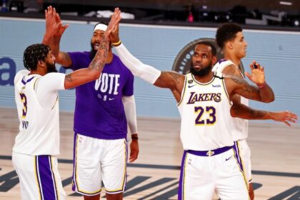 Anthony Davis, LeBron James, Kyle Kuzma, Markieff Morris