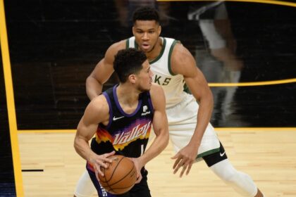 Devin Booker, Giannis Antetokounmpo, Suns, Bucks, NBA Finals
