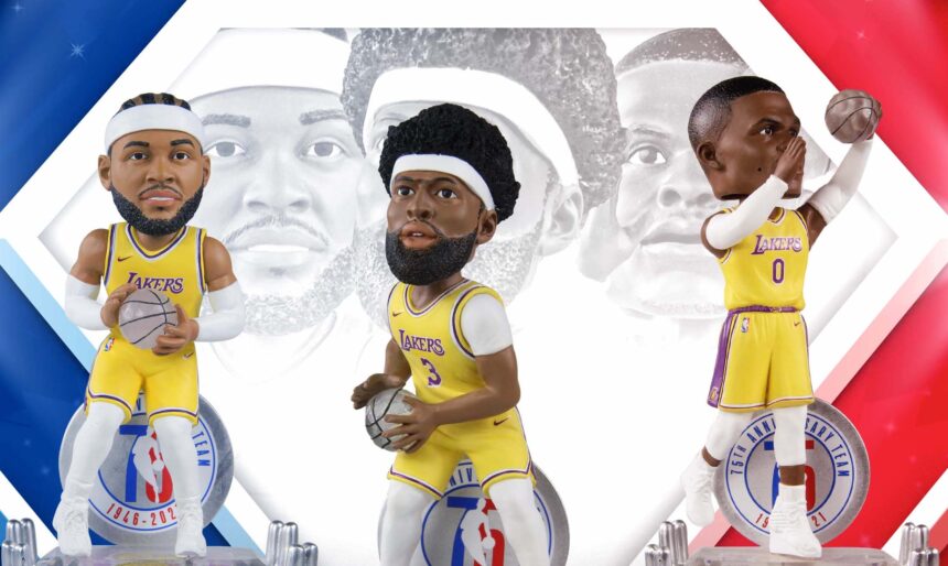 Carmelo Anthony, Anthony Davis, Russell Westbrook, Lakers bobbleheads, FOCO