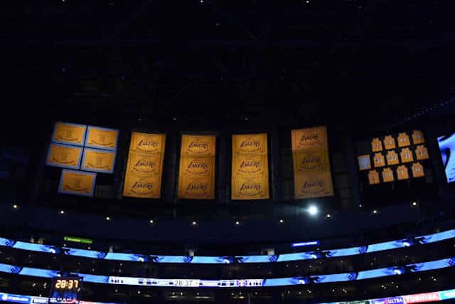 Lakers Redesign Championship Banners Add Era Specific Jerseys In Rafters At Crypto Arena