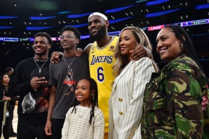 LeBron James, Bronny James, Bryce James, Savannah James, Lakers