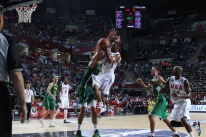 Russell Westbrook on the court in the FIBA World Championship