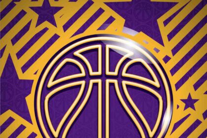 Basketball with lakers colors