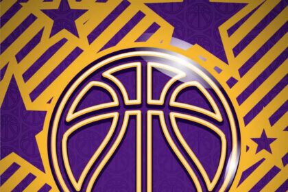 Basketball design with lakers colors