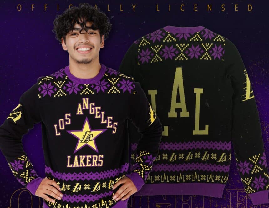 Lakers Christmas sweater, City Edition, FOCO