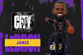 LeBron James bobblehead, Lakers City Edition jersey, FOCO