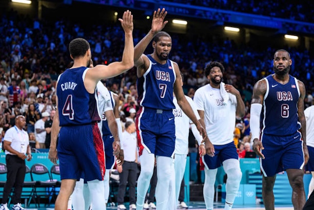 Stephen Curry, LeBron James, Kevin Durant, USA Basketball, Serbia, Olympics