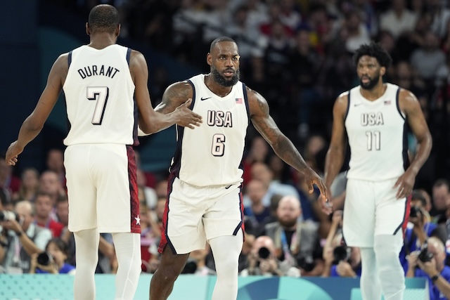 LeBron James, Kevin Durant, Joel Embiid, USA Basketball, Serbia, 2024 Olympics