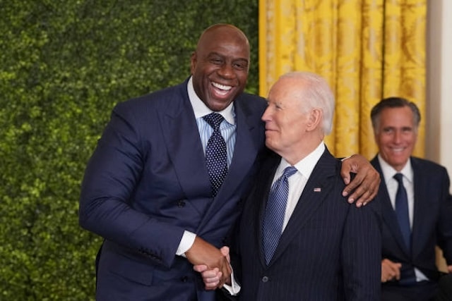 Magic Johnson, Joe Biden, Lakers