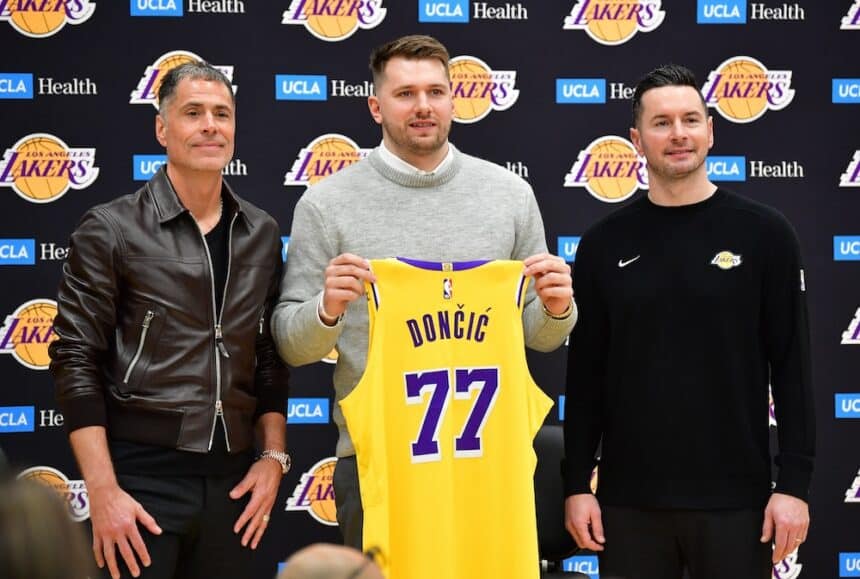 Rob Pelinka, Luka Doncic, JJ Redick, Lakers