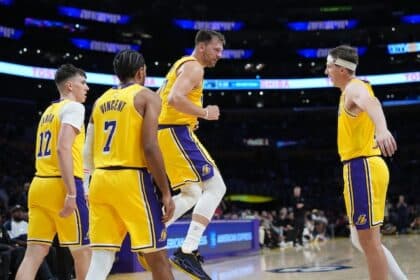 Luka Doncic, Austin Reaves, Gabe Vincent, Jake LaRavia, Lakers