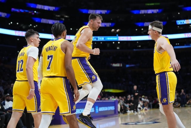 Luka Doncic, Austin Reaves, Gabe Vincent, Jake LaRavia, Lakers
