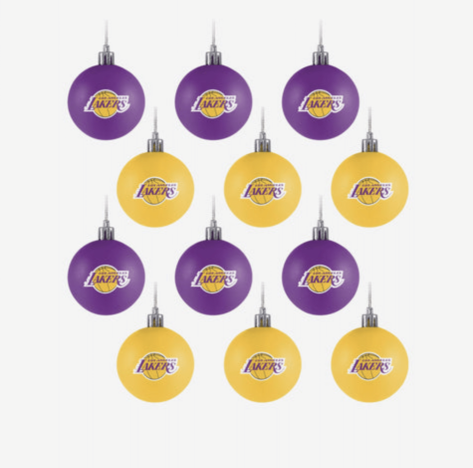Los Angeles Lakers Christmas tree ornaments pack, FOCO Los Angeles Lakers Christmas tree ornaments pack, FOCO