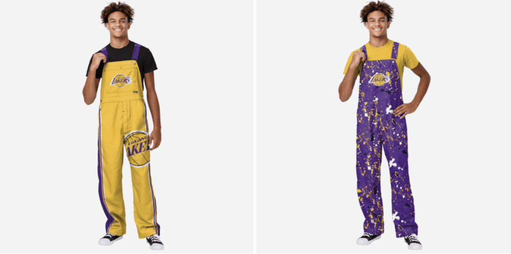 Los Angeles Lakers overalls, FOCO Los Angeles Lakers overalls, FOCO